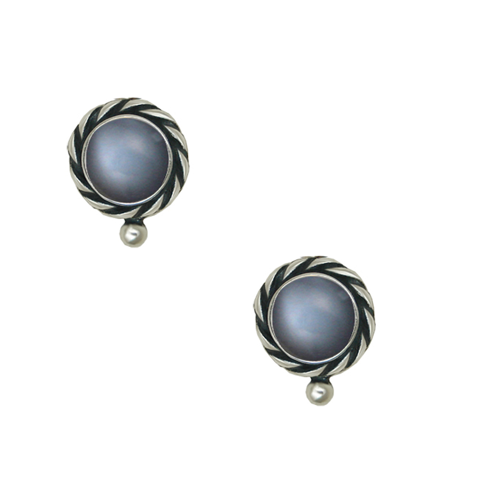 Sterling Silver Grey Moonstone Post Stud Earrings